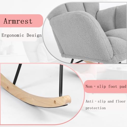 Teddy Upholstered Glider Rocking Chair, Comfy Accent Armchair - Image 5