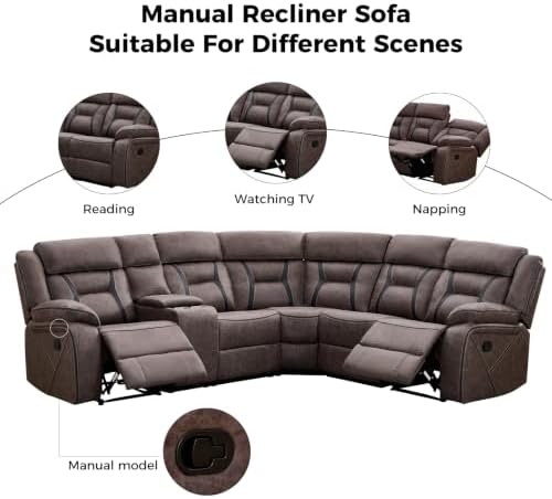 EBELLO Faux Leather Reclining Sectional Sofa Set - Image 4