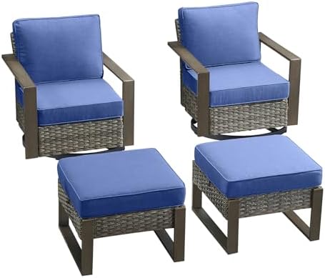4 Pieces Outdoor Wicker Swivel Rocker Chairs - Image 6