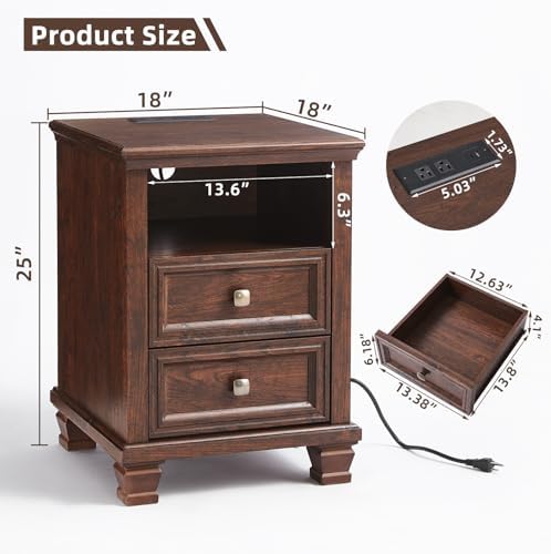 SAVOR LIFE Farmhouse Nightstand Set of 2 - Image 3