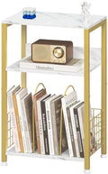LELELINKY Side Table, 3 Tier Industrial Wooden Record Player Stand by LELELINKY