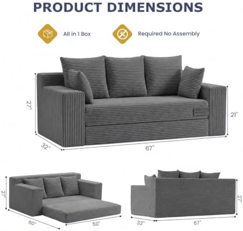 cidludto 3 Seater Boneless Couch - Image 2