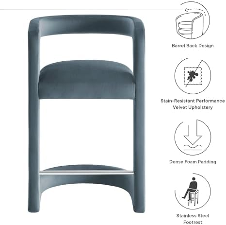 Modway Winslow Performance Velvet Counter Stool - Image 4
