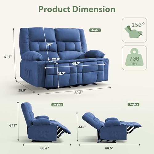 Loveseat Recliner Sofa, Wall Hugger Reclining Loveseat - Image 2