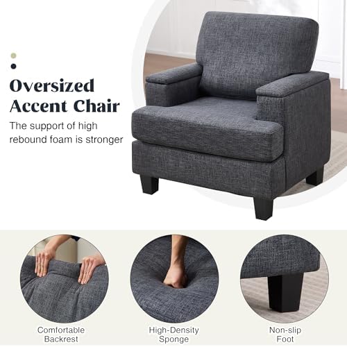 Accent Chairs Set of 2 with Armrest Storage, Modern Upholstered Reading Living - Image 6