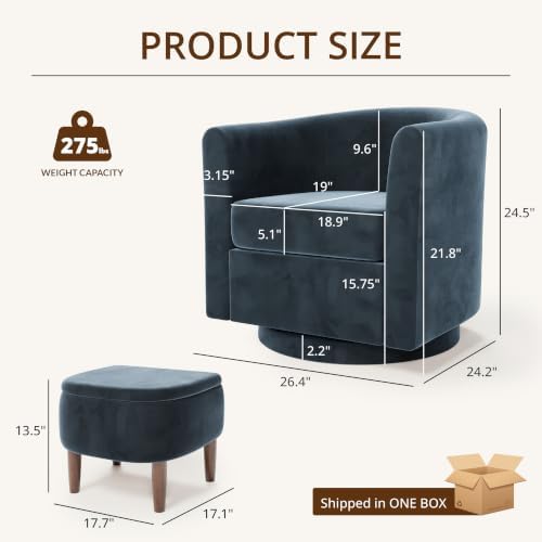 360° Swivel Accent Chair with Storage Ottoman - Image 2
