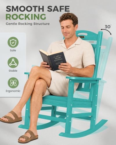 Outdoor Rocking Chairs Set of 2, Oversized Rocking Chair, All Weather - Image 4