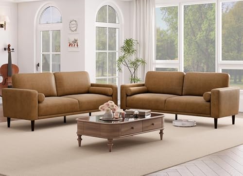 HIFIT 79'' Mid Century Modern Faux Leather Couch Set by HIFIT