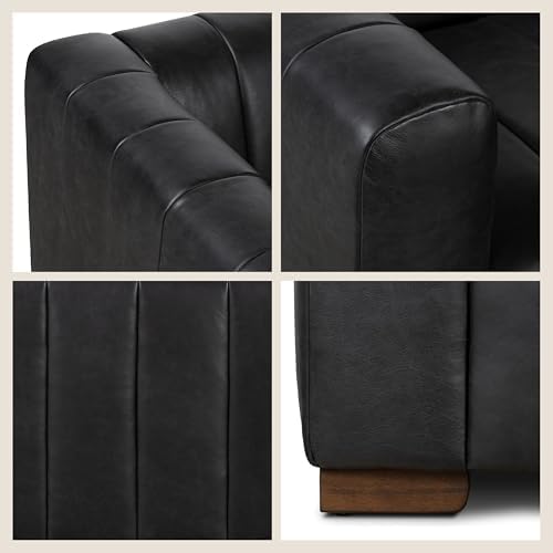 Poly & Bark Canale 86" Sofa – Onyx Black Italian Leather, Channel-Tufted - Image 6