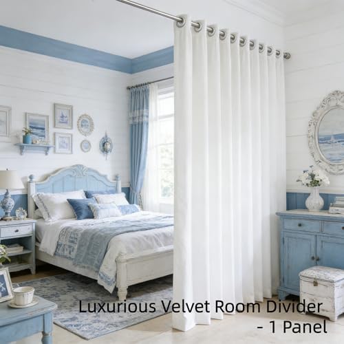 SMILETIME White Velvet Curtains 104"x108" Grommet 1 Panel - Image 2