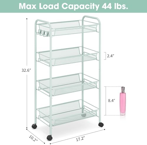 TOOLF 4 Tier Rolling Cart, Metal Utility Storage Cart - Image 6