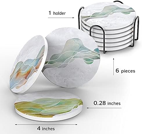 UMIRRO Absorbent Ceramic Stone Coasters Set of 6 - Image 4