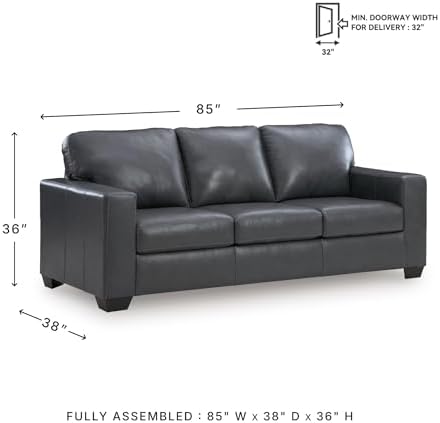 Signature Design by Ashley Blue Leather Match Sofa, No Assembly Required - Image 3