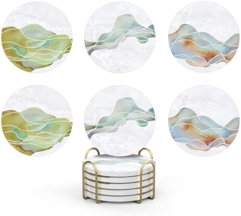 UMIRRO Absorbent Ceramic Stone Coasters Set of 6 by Umirro