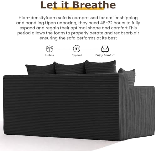 3 Seater Boneless Couch for Living Room, Convertible Futon Sofa Bed Comfy Pull - Image 4
