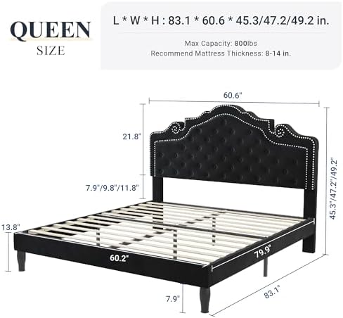 Allewie Queen Velvet Bed Frame - Image 2