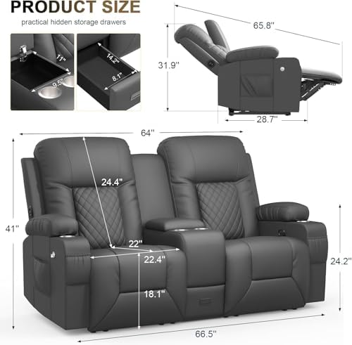 YONISEE Loveseat Recliner, Loveseat Recliner Sofa - Image 2
