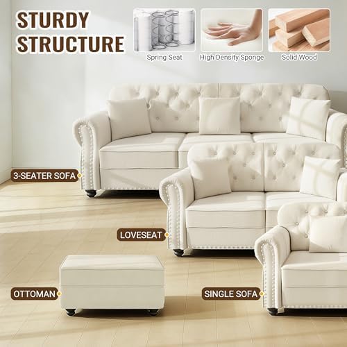 GDFStudio 31.5" Velvet Ottoman for Modular Sofa Set, Upholstered Footrest Bench - Image 5
