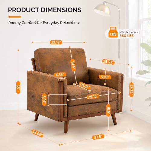 VINGLI Mid-Century Modern Oversized Accent Chair - Image 2
