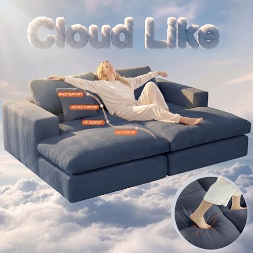 Oversized Double Chaise Lounge Chair, Cloud Boneless Sofa Bed - Image 4