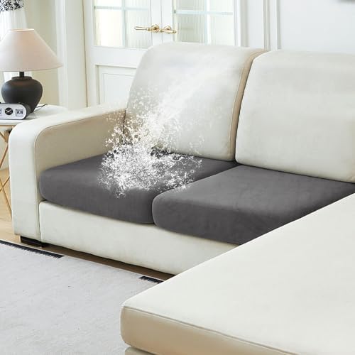 NAISI Waterproof Couch Cushion Covers Thick Velvet Fabric Washable Sofa by NAISI