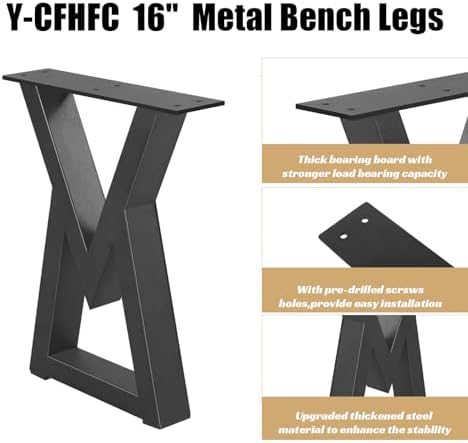 16 Inch Metal Bench Coffee Table & Desk Legs - Image 3