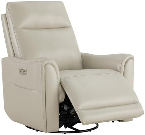 Watson & Whitely Power Recliner Chairs, Genuine Leather Grey - Image 3