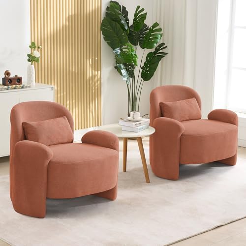 LOULENS Accent Chair Set of 2, Linen Fabric Lounge Armchair by LOULENS