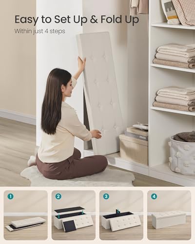 SONGMICS Storage Ottoman Bench, 43.3 Inches Folding Foot Rest Stool - Image 6
