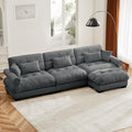 130" Modular Sectional Sofa, Velvet Upholstered Couches by Wunlerlant