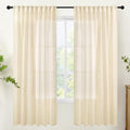 YoungsTex Linen Semi Sheer Curtains 72 Inch Length Cream Beige Drapes by YoungsTex