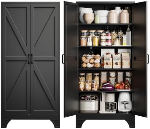 Yizosh 72" H Tall Metal Kitchen Pantry Storage Cabinets Cupboard by Yizosh