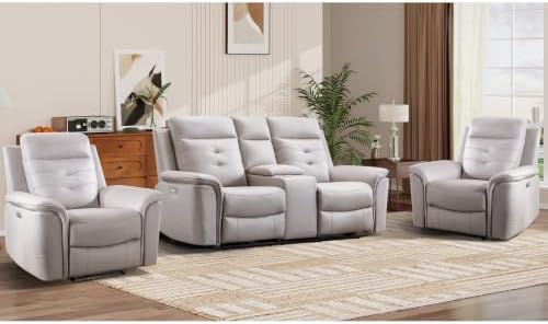 EBELLO Power Recliner Sofa Set, Faux Leather 2 Adjustable Single Recliner by EBELLO
