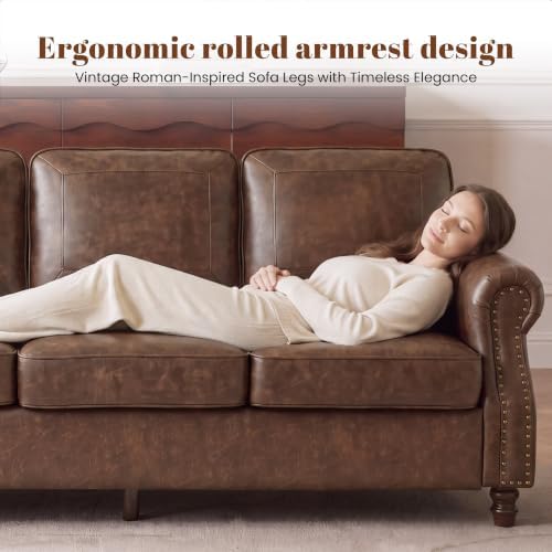 Kingfun Faux Leather 3 Seater Sofa - Image 3