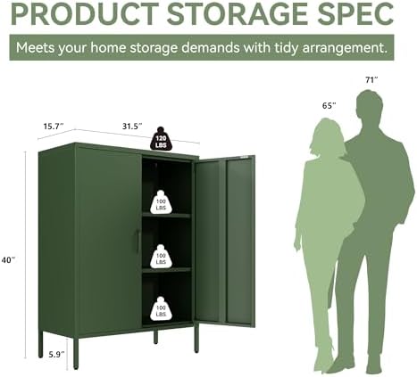 Metal Locker Cabinet, 3 Tier Modern Storage Freestanding Sideboard - Image 3