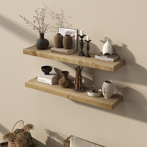 Acovy 40" Unfinished Solid Reclaimed Wood Floating Shelves, Rustic Heavy-Duty - Image 2