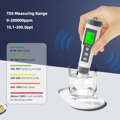 TDS Meter, 4 in 1 Water Tester TDS/Salt/Temp/EC Meter, High Accuracy TDS Meter - Image 4