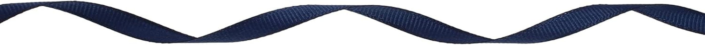 Solid Grosgrain Ribbon 25 Yard Each Roll 100% Polyester Woven Edge (1/4", Dark Blue)