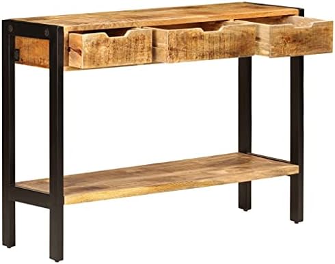 Vintage Solid Mango Wood Sideboard, Powder-Coated Steel Frame, 3 Drawers - Image 5