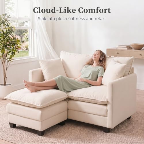 2-Seater Loveseat Sofa with Ottoman, Pet-Friendly Chenille, Washable Pillows - Image 4