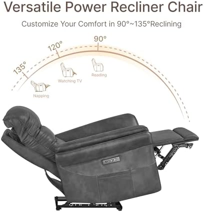 KISLOT Dual Motor Power Recliner Chair, Zero Gravity USB & Type-C, Dark Grey - Image 3