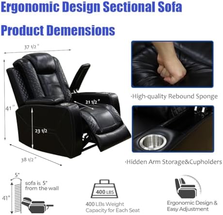 Power Reclining Sectional Sofa - Image 4