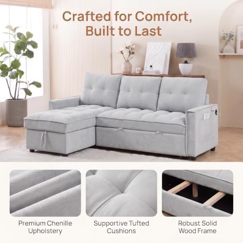71" L Shaped Queen Pull Out Sofa Bed - Image 5