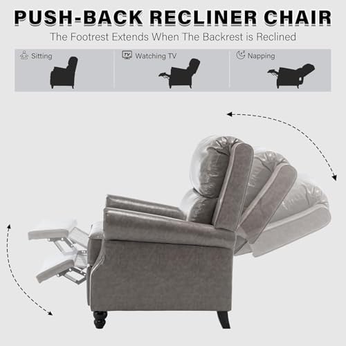 Faux Leather Pushback Recliner Chair, Overstuffed Armchair - Image 4