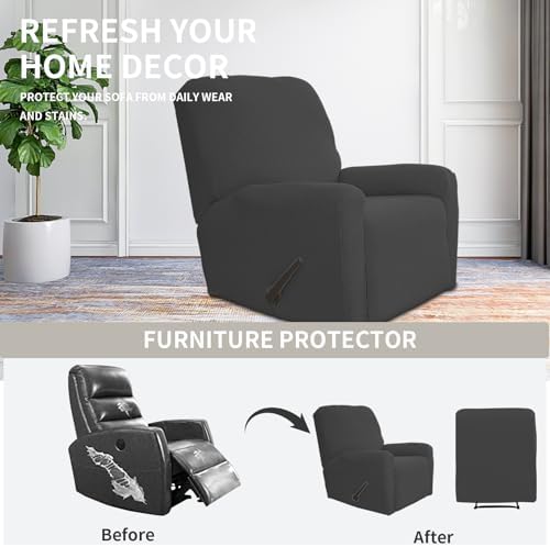 Easy-Going Stretch Recliner Chair Sofa Slipcover Washable Dark Gray - Image 4