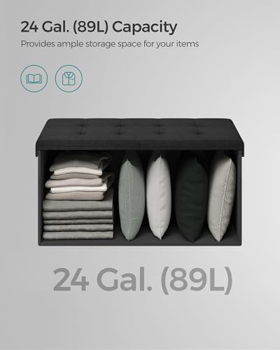 SONGMICS 30 Inches Storage Ottoman, Foldable Bench - Image 5
