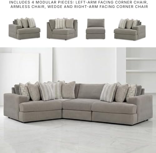 Signature Design by Ashley 4-Piece Modular Sectional Sofa, Ash Gray - Image 5