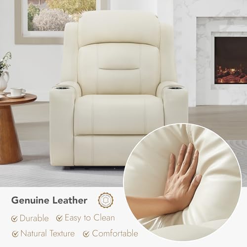 Watson & Whitely Genuine Leather Lay Flat Power Recliner Chair - Image 4