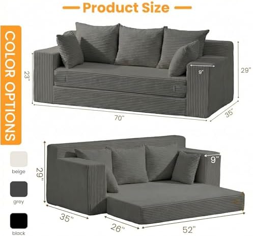 Boneless Couches 70 inch, 3 Seater Boneless Couch - Image 2