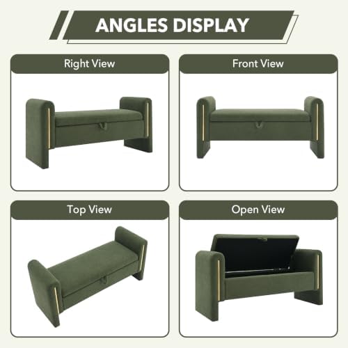 52" Flip-Top Storage Ottoman Bench, Teddy Entryway Bench - Image 7